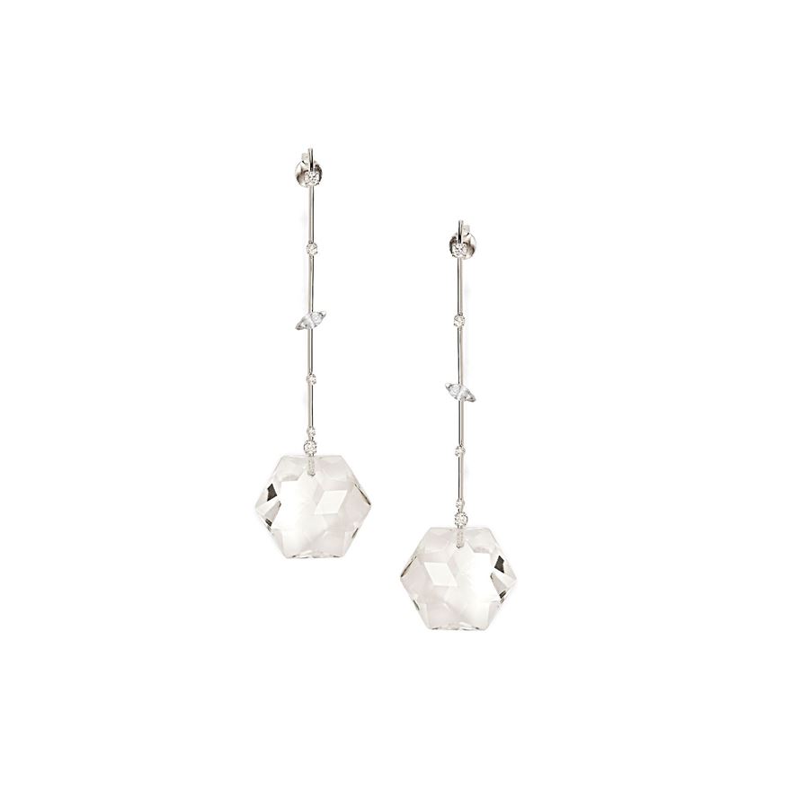 White gold 'Amo' earrings with diamonds and crystals AMI | OR7 CDR OTTGAU18B CT 0,57